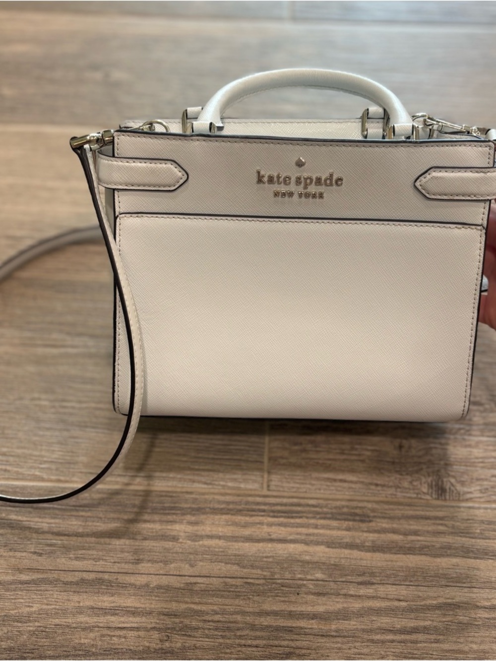 Kate Spade Staci Cameron Small Satchel Crossbody Parchment White